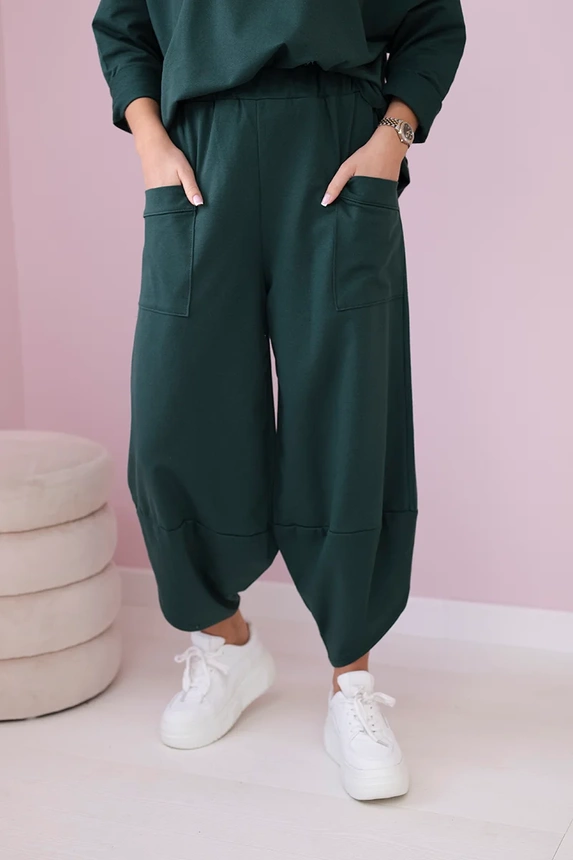 Cotton sweatshirt pants set dark green