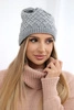 K204 Fleece-Karo-Mütze hellgrau
