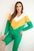 Women's tracksuit set with V-neck green