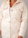 Plus Size women's quilted jacket with collar and pockets beige light