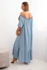 Damenkleid mit kurzen Ärmeln und Rüschen Leichter Denim