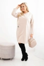 Dámské šaty Plus Size máslo s kapsou a rukávem 3/4 béžový
