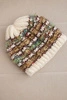 Damenwintermütze mit buntem Garn und elastischem Bündchen K352 ecru+grün+camel