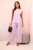 Women's set made of viscose with no sleeves and straight trousers light purple
