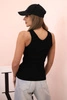 Women's cotton tank top with a V-neck black