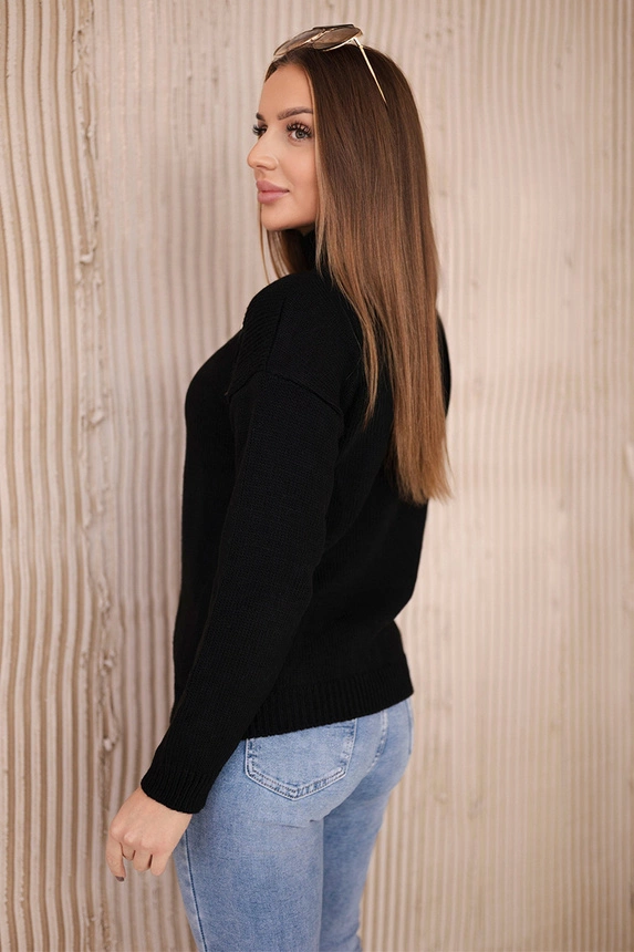 Halb-Rollkragenpullover schwarz