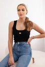 Gerippte Bluse mit Bling schwarz