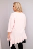 Damenbluse Plus Size aus Baumwolle mit Rüsche und umgeschlagenem Ärmel pudriger Rosa