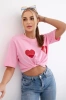 Cotton blouse with heart print light pink