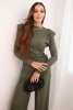 Damen Baumwollset mit Bluse und Hose mit weitem Bein khaki
