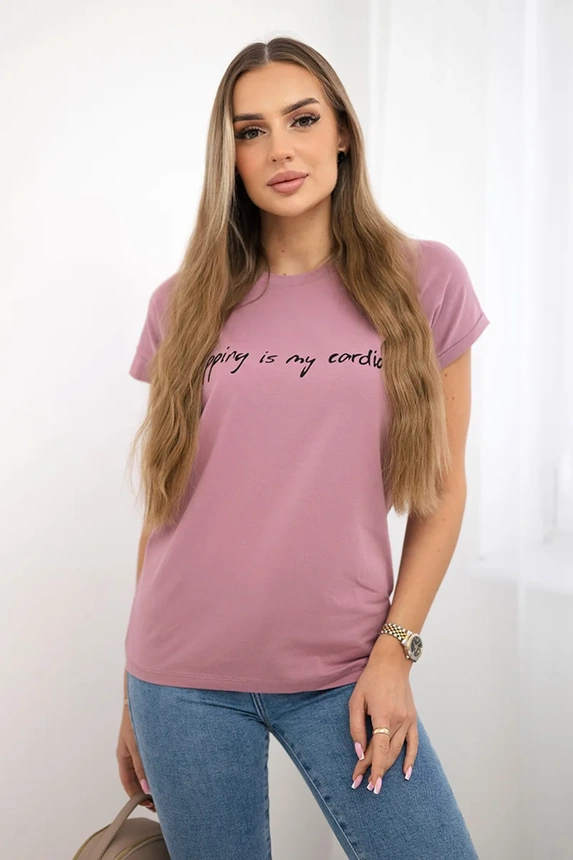 Bluzka Shopping is my cardio ciemno różowa