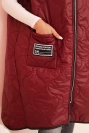 Plus Size women's quilted vest with a hood fastened with a zipper burgundy