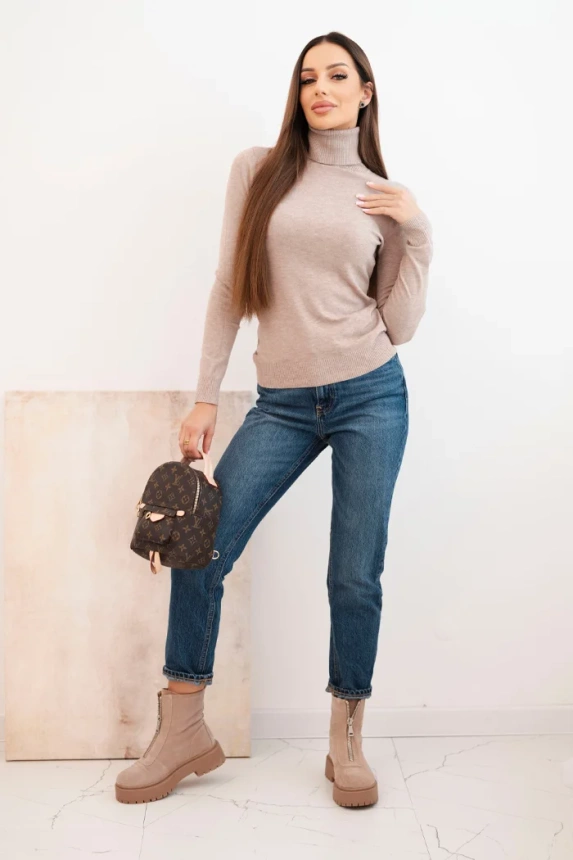 Women's viscose sweater with a turtleneck and long sleeves fango