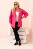 Kurtka damska Plus Size pikowana z kołnierzem i guzikiem różowa