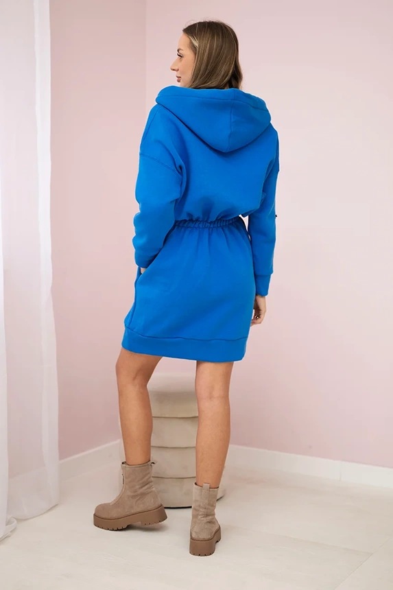Insulated dress with a hood mauve blue