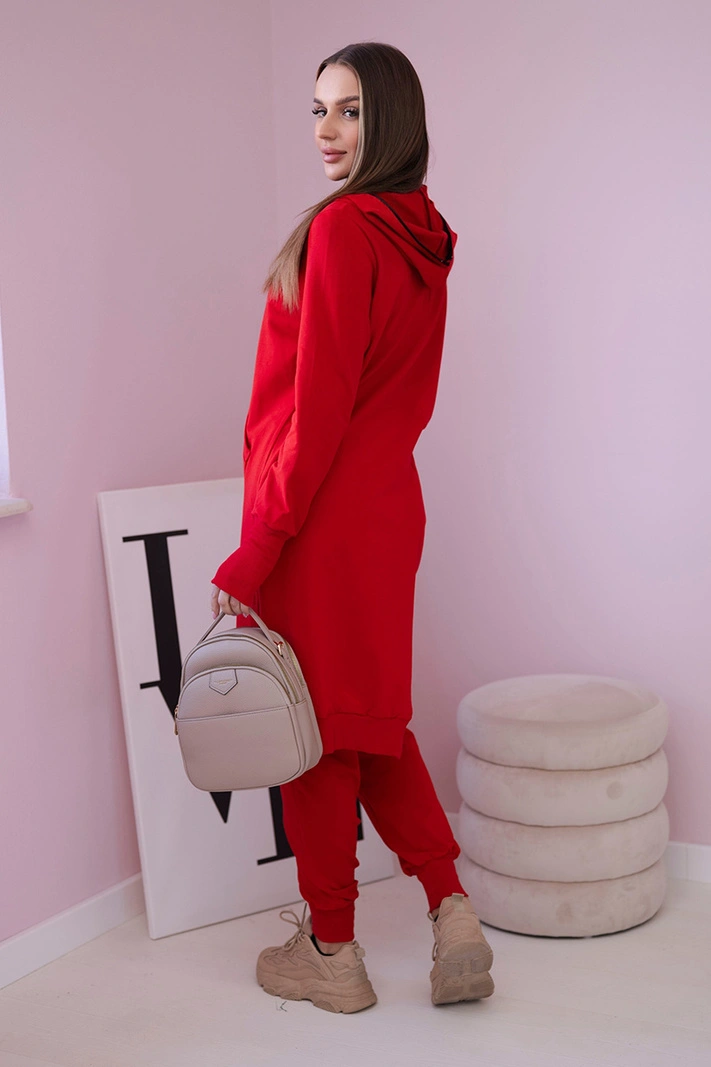Set sweatshirt with longer side red