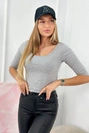 Round neckline blouse gray melange