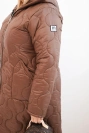 Damenjacke Plus Size Winter Steppjacke mit Kapuze schokoladenfarben
