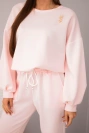 Women's set butter sweatshirt with brooch and straight leg pants powder pink