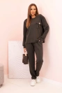Women's set butter sweatshirt and pants with elastic khaki