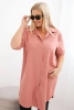 Plus Size women's shirt dress with a longer back and rolled-up sleeves dark dusty pink