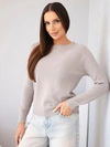 Damenpullover aus Babyalpaka mit langen Ärmeln und rundem Ausschnitt dunkelbeige