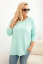 Dámská blůza Plus Size bavlněná s kulatým výstřihem mátová