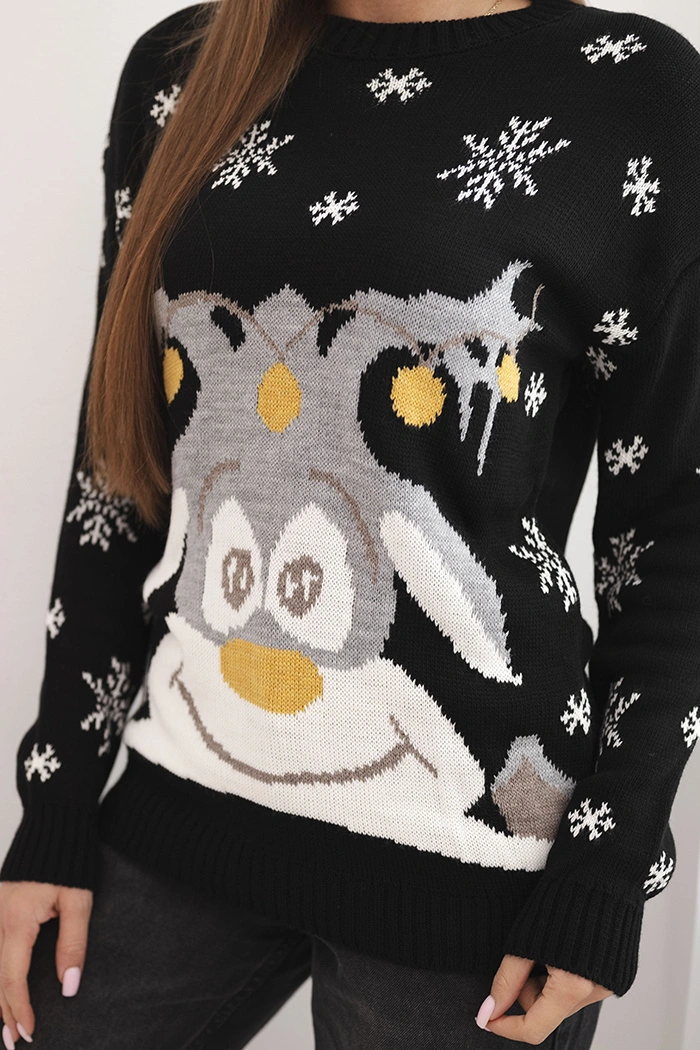 Sweter świąteczny z reniferem czarny