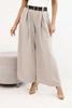 Women's wide-leg trousers with a belt dark beige