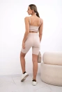 Set mit hochtaillierter Hose beige