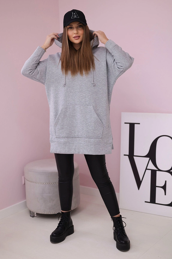 Isoliertes Sweatshirt mit Seitenschlitzen grau