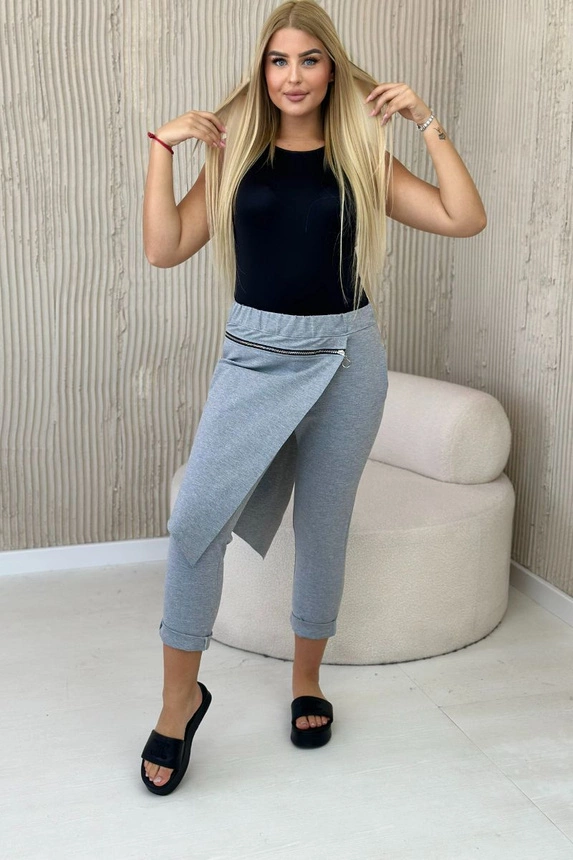 Punto Milano žieminės kelnės su dekoratyviniu užtrauktuku pilka