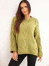 A sweater women's with a loose cut without fastening olive