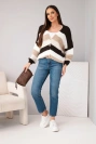 Women's cardigan striped buttoned brown
