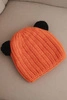 Damen Wintermütze aus Wolle mit Pompon K433 orange