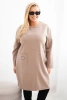Moteriška suknelė Plus Size su kišene ir 3/4 rankovėmis sviestinis spalvos kamelinis