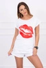 Blouse with lips print white