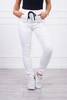 Denim trousers with a drawstring white