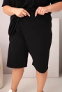 Damen-Baumwollset in Plus Size mit Bluse und Shorts schwarz