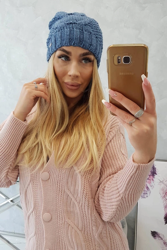 Čapica s fleece Karolina K243 džínsy