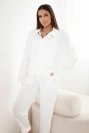 Damen Baumwollset mit kurzem Sweatshirt und Hose ecru