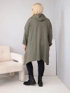 Damen Baumwoll Kapuzenpullover Plus Size mit geflochtener Einsätze Khaki