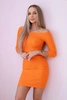 Gestreiftes tailliertes Kleid in Orange