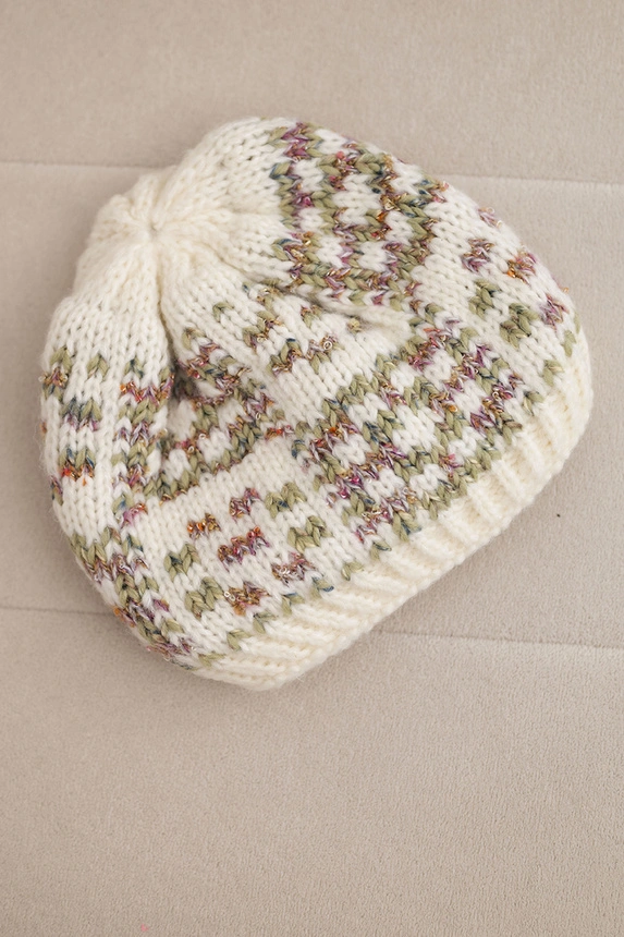 Women's wool winter hat with decorative crystals K399 black