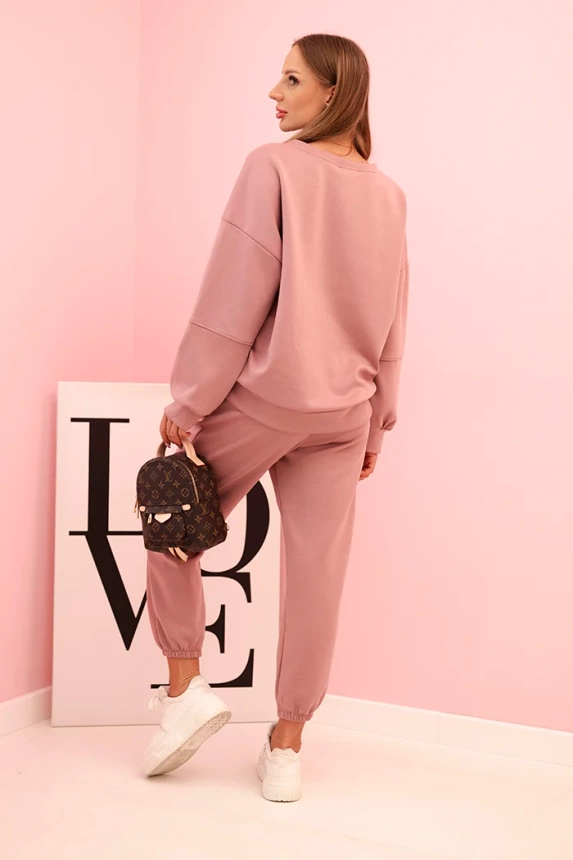 Viskose-Set Sweatshirt + Hose dunkelrosa