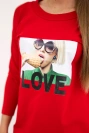 Love Print Kleid rot
