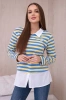 Striped cotton blouse with collar jeans+yellow