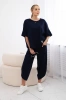 Cotton set blouse + trousers navy blue