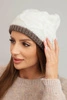 Women's winter hat made of wool with a woven pattern K443 ecru