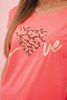 Women's cotton short-sleeve blouse with "Stay Wild" print neon orange